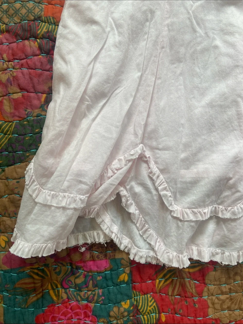 Vintage Y2K Old Navy Pale Pink Ruffle Hem Cotton midi Skirt 18